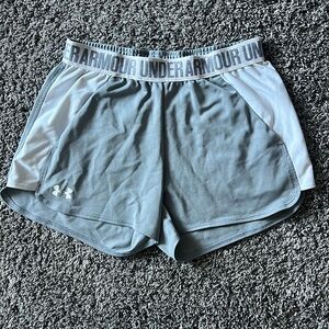 Under Armour Gray and White Athletic Shorts Lightweight Performance